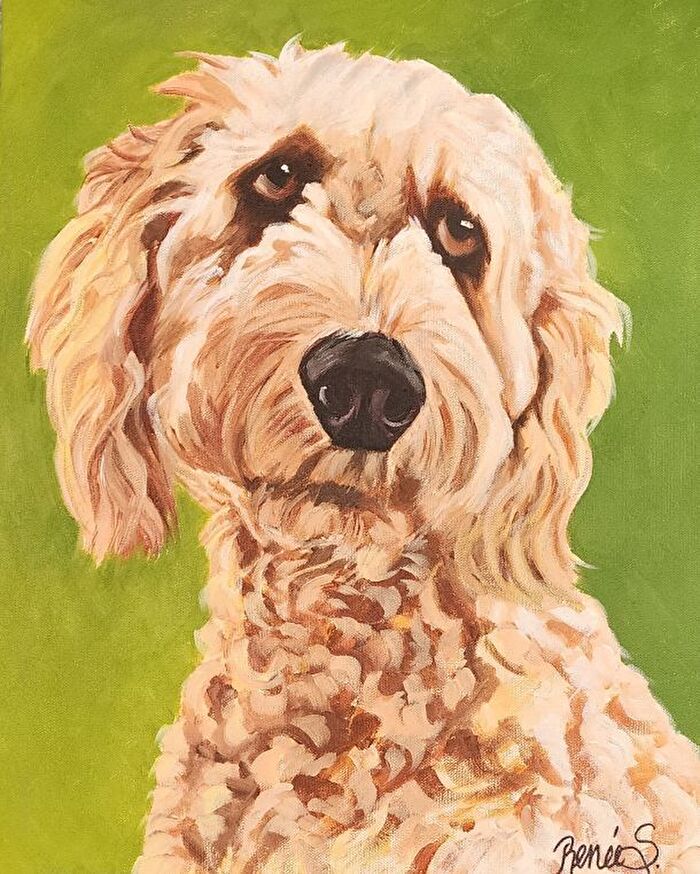 Yellow Doodle Dog by Renee Schneider