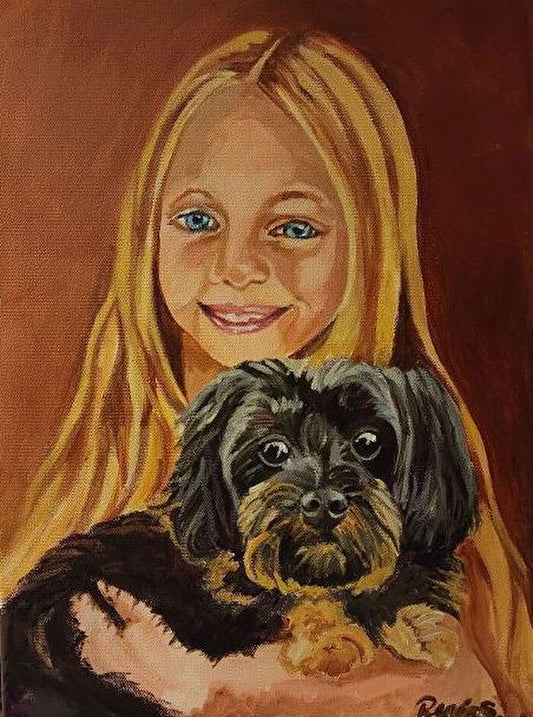 A girl and her Dog by Renee Schneider